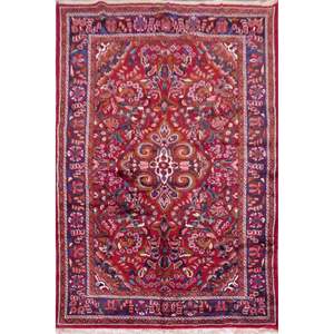Lilian Semi Antique Medallion Hand Knotted Persian Tabriz Rugs Red, 10'11 X 7'4, Panr02520 (Red : 10536) - Product Image 1