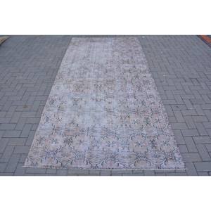 Tapis turc vintage 5x10ft Beige gris grande surface en laine Patchwork Rectangle Design abstrait support en latex pour tapis de chambre de couloir - Product Image 1