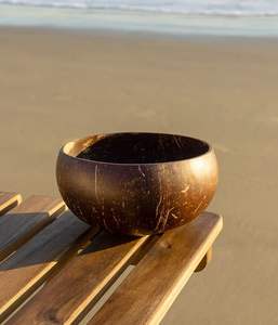 Bol en noix de coco naturel, design sculpté artisanal, écologique, durable, bol de service jetable pour le camping, vente en gros, exportation Inde - Product Image 6