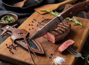 Cuchillo de Caza de Acero de Damasco Personalizado, Cuchillos de Hoja Fija para Campismo y Supervivencia con Funda de Cuero Fino, Cuchillos de Acero Personalizados - Product Image 5