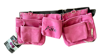Tablier de charpentier ANVI en cuir pleine fleur rose, haute qualité, 11 poches, réglable, robuste, boucle à dégagement rapide, sac à outils OEM