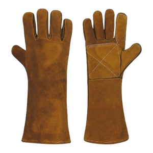 Logo personnalisable renforcé cuir de vachette fendu gants de soudage de lutte contre l'incendie résistants vêtements de sécurité industrielle réfléchissants - Product Image 4