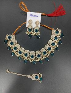 Perle de mer d'eau douce Moissanite Kundan collier ras du cou collier de mariage indien ensemble bijoux collier de perles de perles - Product Image 4