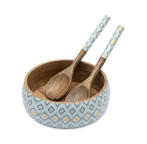 Cuenco para servir aperitivos de madera impresa esmaltada para restaurante y hoteles Decoración de mesa cuenco para servir ensalada de frutas - Product Image 1