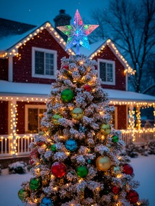 Albero di natale Topper stella acrilico magico multicolore 32 luci LED decorazione per feste - Product Image 3