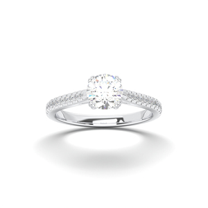 Anillo de compromiso solitario con diamante moissanita de 3.15 quilates E-F/VS, forma redonda, engaste de puntas, hecho en plata de ley para mujer - Product Image 5