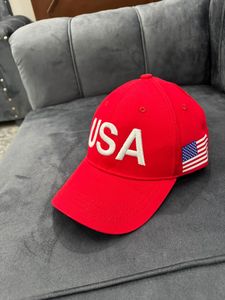 หมวกเบสบอลปักลาย 3 มิติ สีแดง ตัวอักษร USA หมวกแก๊ปทรง Dad Hat ปรับขนาดได้ 男女兼用 ผ้าทวิล สำหรับกิจกรรมกลางแจ้ง - Product Image 3