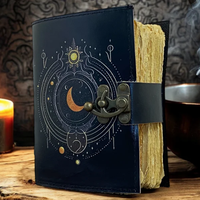 Carnet de Prières en Cuir Véritable Fait Main avec Impression Phases Lunaires Célestes, 400 Pages, Cadeau Fête des Mères