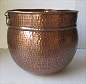 Macetero curvo de cobre de diseño moderno para interiores y exteriores, jardinería, sala de estar, hotel, restaurante, balcón, centro comercial, oficina, 2023 - Product Image 2