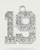 Colgantes de Plata Pulida con Números de Esmalte Suave de Metal de Zinc Personalizados, Diamantes de Imitación, Joyería DIY Tradicional y Moderna para Cumpleaños