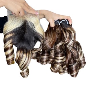 Paquets rebondissants de couleur personnalisée avec fermeture pour faire des perruques à partir de cheveux humains vietnamiens - Product Image 1