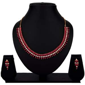 Indian Bollywood Gold Plated Crystal Rhinestone <b>Pink</b> CZ Wedding Bridal Choker Necklace Earring Jewelry set - Product Image 3