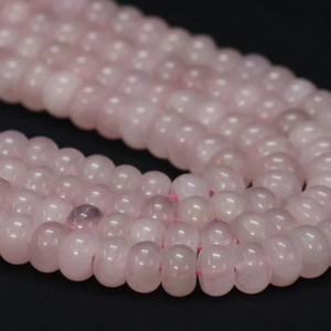 Hermosas cuentas de cuarzo rosa en forma de rondel liso, 6-8 mm, cuentas de cuarzo rosa en forma de rondel liso, cuentas de cuarzo rosa para joyería - Product Image 6