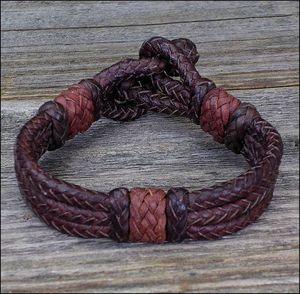 Fashion Wide Weave Black Brown Leather Bracelet Jewelry Handmade Braided Mens Leather Bracelet Leather <b>Belt</b> Wristband Bangle - Product Image 6