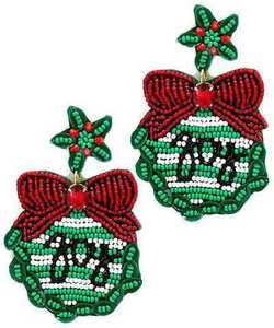Boucles d'oreilles de Noël Père Noël faites à la main avec crochet en acier inoxydable Boucles d'oreilles de mode pour femmes - Product Image 3