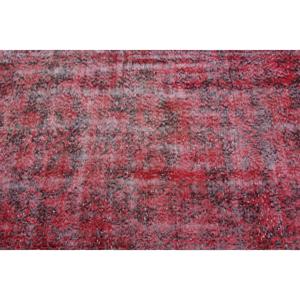 Turkish Rug, 3.6x6.6 ft Accent Rug, <b>Red</b> Abstract <b>Wool</b> Vintage Rug - Product Image 5