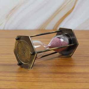 นาฬิกาทรายทองเหลืองทรงหกเหลี่ยมลายทะเลแบบโบราณนาฬิกาทรายจับเวลา2นาทีของขวัญครบรอบวันเกิด - Product Image 3