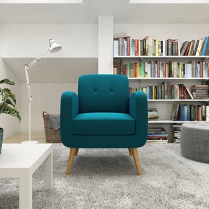 Sillón Reclinable Giratorio de Cuero GSD68001 de Estilo Moderno con Patas de Madera, Sillón Individual para Oficina en Casa, Varios Colores - Product Image 4