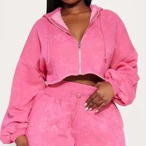 À la mode Femmes Crop Hoodie Coton Casual Wear Manches Longues Streetwear OEM Logo Personnalisé - Product Image 4