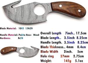 Couteau à lame fixe en acier Damas, couteau à désosser, couteau de chasse à lame pleine, couteau industriel OEM pour le camping et les activités de plein air avec étui - Product Image 3