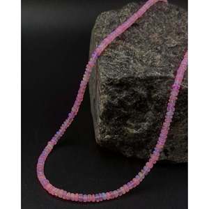 14k Gold Plated <b>Necklace</b> with Pink Ethiopian <b>Opal</b> and Diamond Classic Religious Stranded Chain for Wedding or Gift - Product Image 1