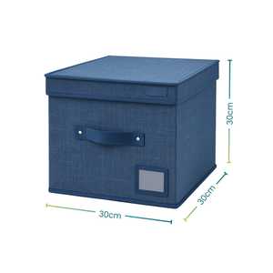 3 organizer armadio in tessuto blu 30x30x30 cm scatole salvaspazio con coperchio e maniglia per bagno camera da letto - Product Image 2