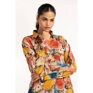 ชุดเซ็ต 2 ชิ้นลำลองสำหรับผู้หญิง ผ้าชีฟอง ดีไซน์ไม่มีปก เหมาะสำหรับชุดฤดูใบไม้ผลิ/ฤดูร้อน มีจำหน่ายไซส์ XS - Product Image 2