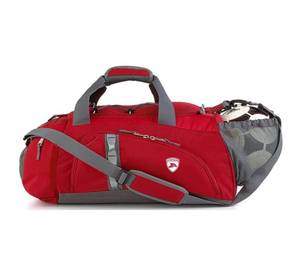 Sac polochon à sublimation sur mesure pour le sport, le football, le design personnalisé et la couleur du sac combiné bicolore rouge et gris - Product Image 1