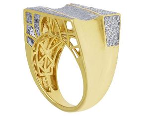 Nouveau élégant Hip Hop entièrement glacé Moissanite diamant taille ronde en argent sterling S925 plaqué or bague pour hommes - Product Image 5