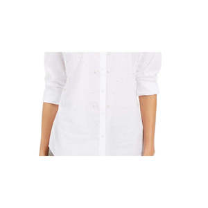 Camicia da Donna Charter Club in Tessuto Popeline con Perle Finte Bianche, Taglie XL/XL/4XL, Vestibilità Ampia, Top Lungo con Mezza Manica - Product Image 3