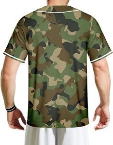 เสื้อเบสบอลผ้าโพลีเอสเตอร์สำหรับผู้ชายเสื้อกีฬาเสื้อเบสบอลลำลองติดกระดุมเสื้อแขนสั้น100% สีพื้น - Product Image 4