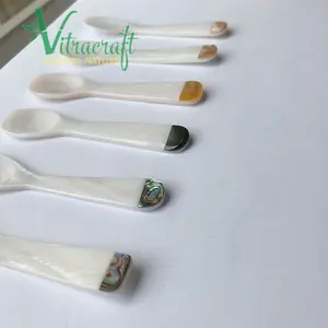 Natural shell inlaid mother of pearl spoon There are many different styles to choose from Perfect serving Caviar Size 10cm