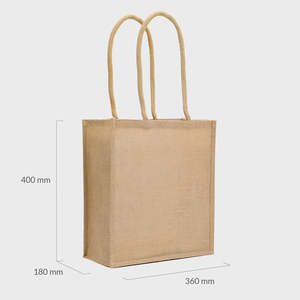Grand sac en jute avec poignées rembourrées en corde, en matériau PP écologique, impression sérigraphique, design uni pour la publicité, l'usage quotidien et les cadeaux - Product Image 2
