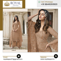 Vente exclusive sur vêtements ethniques Nouvelle collection de costumes pakistanais en filet papillon lourd Costume Salwar avec travail de broderie