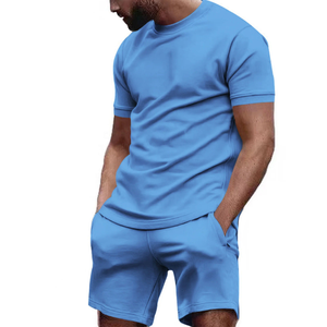 Vente en gros d'ensembles d'été pour hommes en coton 2 pièces ensembles streetwear courts pour hommes ensemble court 2 pièces pour hommes - Product Image 4