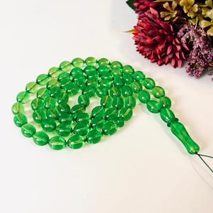 Chapelet de prière islamique en ambre de la Baltique, perles d'olivier vertes, chapelet de prière islamique en cristal vert pour musulmans, Tasbih religieux - Product Image 1