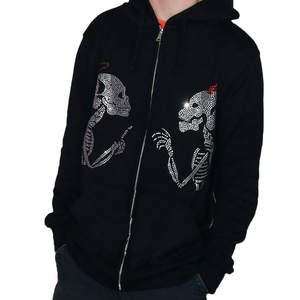 Haute qualité nouveau Style 100% coton pleine fermeture éclair pierres personnalisées sweats à capuche respirant strass à capuche Offre Spéciale plaine teint Technique - Product Image 4