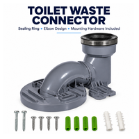 Raccord de toilettes à décalage réglable avec joint d'étanchéité, adaptateur coudé et matériel de fixation
