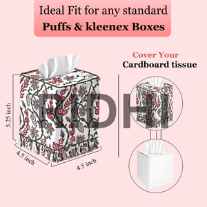 Cubierta para Caja de Pañuelos con Volantes Rosa Coral Hecha a Mano por Ridhi, Clásica, Ecológica, Duradera, con Estampado de Bloques, Elegante y Decorativa - Product Image 5