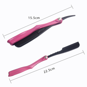 Cuchillo de afeitar plegable de acero inoxidable, herramienta de depilación de estilo antiguo Vintage con mango de madera, maquinilla de afeitar de peluquero desechable - Product Image 2