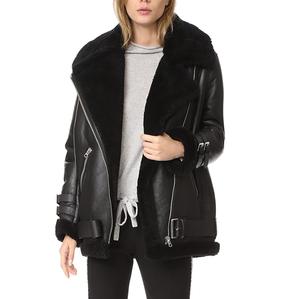 Vêtements pour femmes en cuir de vachette avec fermeture éclair élégant acheter en gros OEM ODM vestes en cuir PU vente à chaud de qualité supérieure vestes Biker Racer - Product Image 2