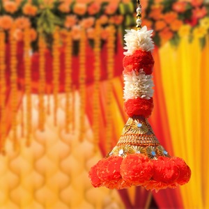 Guirlandes de fleurs artificielles indiennes traditionnelles Gota Kone glands décor de mariage taille personnalisable célébrations de pré-mariage - Product Image 3