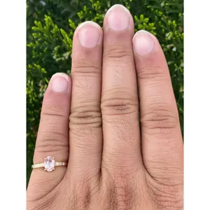 Anillo de Oro de 14K con Morganita Natural y Diamantes, Joyería Fina Hecha a Mano, Proveedor Mayorista de Piedras Preciosas - Product Image 3