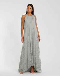 Vestido Formal de noche elegante de lujo para mujer, Vestido largo de seda satinada sin mangas bordado para fiestas nocturnas y cenas - Product Image 2