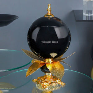 Tazón de Servir Redondo de Diseño con Hojas Metálicas de Acero y Latón, Acabado Blanco y Dorado, Más Vendido - Product Image 5