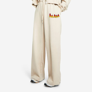 Wholesale Heavy Cotton <b>Ladies</b> Sweatpants Custom Embroidered Logo Heavyweight Oversized Flared Custom printed Women's <b>Trouser</b> - Product Image 4