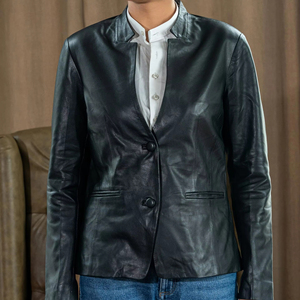 Women's High Quality Sheep Skin <b>Leather</b> Quilted <b>Jacket</b> Winter Fashion <b>Faux</b> Cotton Custom Made <b>Plus</b> <b>Size</b> Motorbike Street Button - Product Image 1