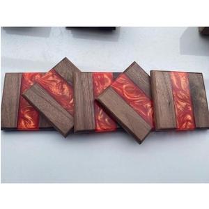 Eco friendly Epoxy Resin And Mango Wood Coffee Drink <b>Coasters</b> <b>Set</b> of 4 Natural Wood And Resin Cup <b>coaster</b> palmate Made In India - Product Image 2