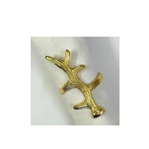 Diseño de ramita ramificada forjada en relieve dorado, accesorios de vajilla de boda encantadores, Decoración de mesa de boda, servilleteros dorados - Product Image 1