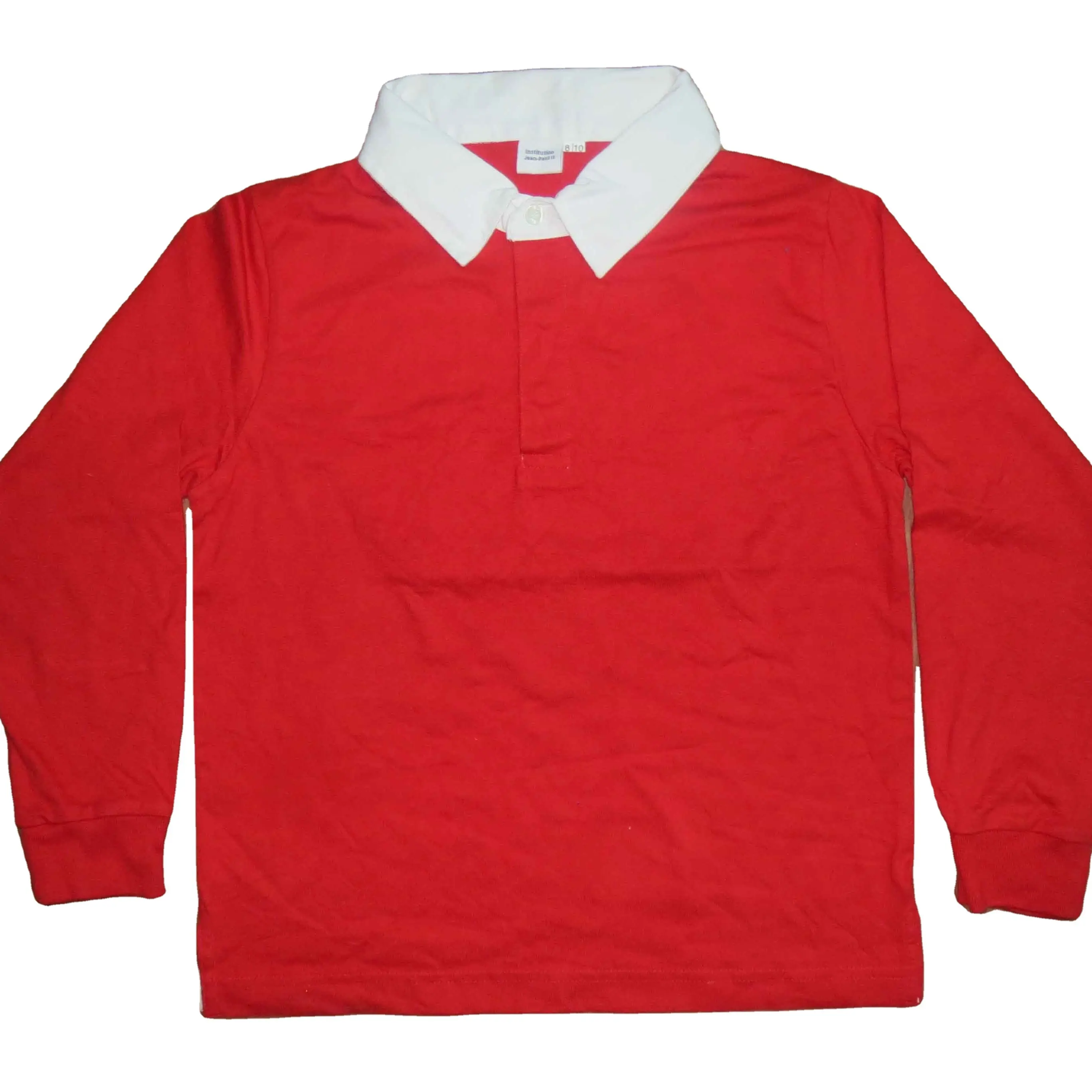 高品質コットン卸売スタンドカラースポーツウェア通気性男の子女の子制服長袖カラーTシャツロゴ付き